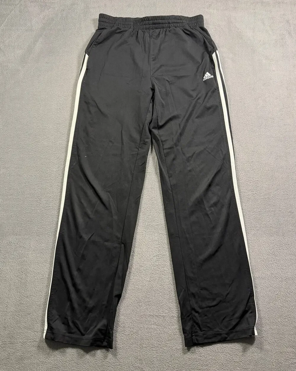 Adidas Essentials 3 Stripes Tricot Track Pants Men Large Black Open Hem Jogger‎